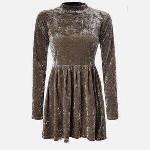 NWT Nikita Euphrasia Dress Velvet Mini Fit and Flare Open Back Driftwood S NEW